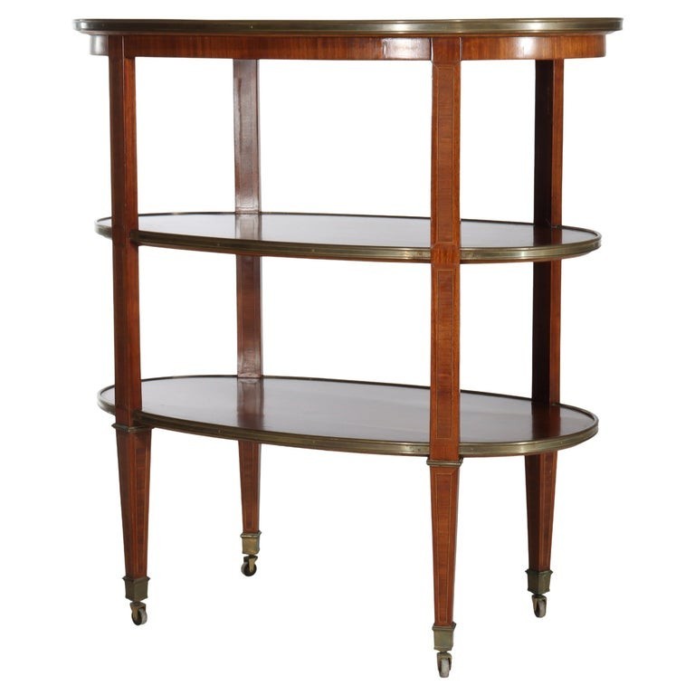 English Regency Rosewood 3-Tier Breakfast Table With Brass Inay & Trim 19thC