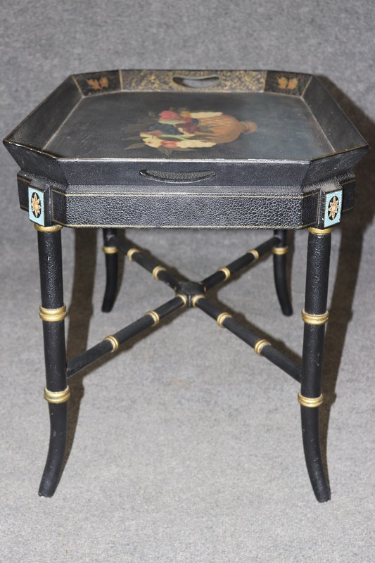 Chinoiserie Style Ebonized Hand Painted Coffee Table By Maitland Smith gallery