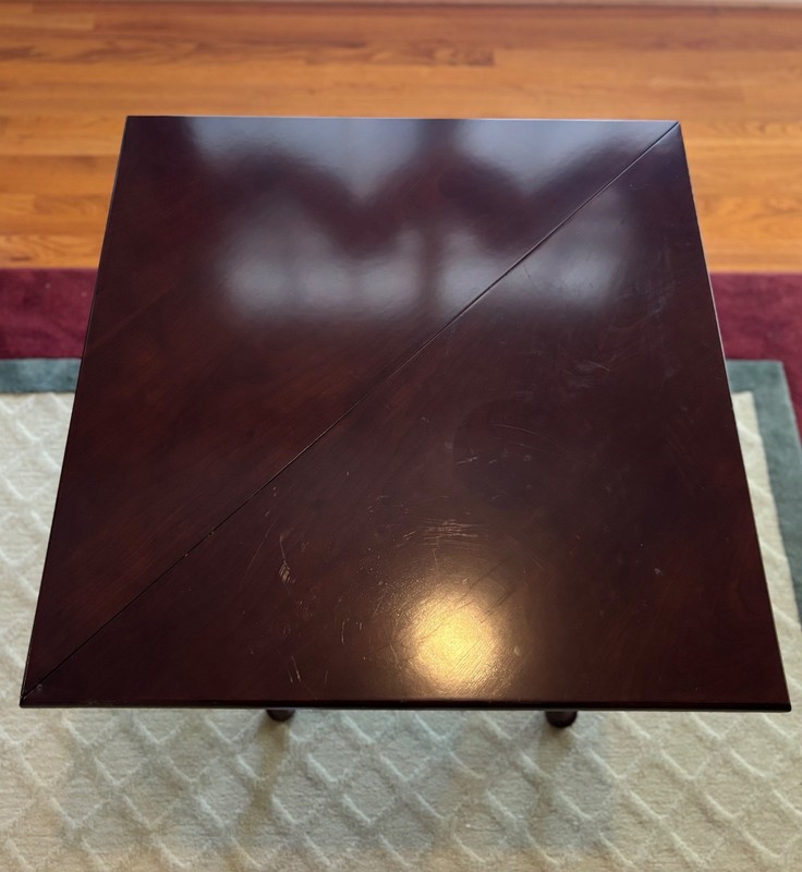 Vintage Queen Anne Style Handkerchief Gate Leg Table Drop Leaf Corner gallery