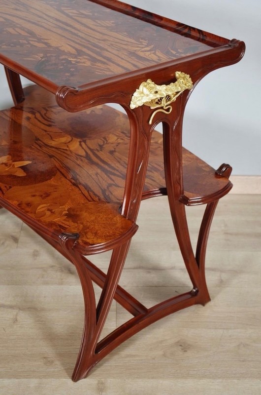 Louis Majorelle, Butomées table in inlaid mahogany, gilded bronze, circa 1900 gallery