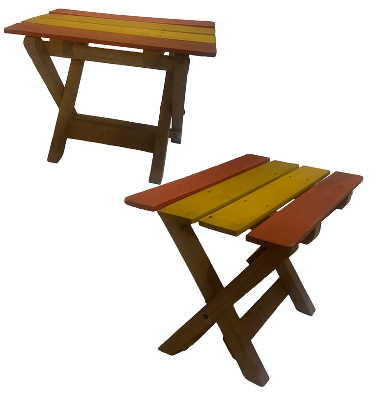 Vintage Slatted Top Wooden Folding Table Child’s Farmhouse Primitive 8×12″