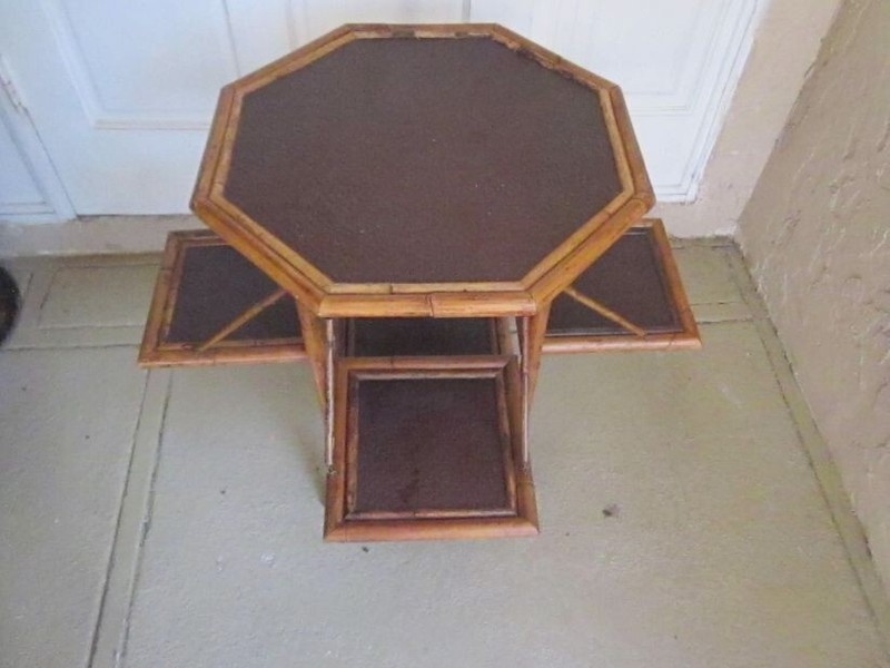 French Bamboo Rush Side Table 19th Century France Tiered Dessert Server gallery