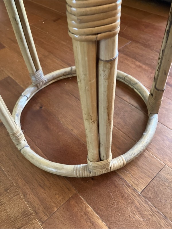 Vintage Bamboo Rattan Cane Table Brown Mid Century Style gallery