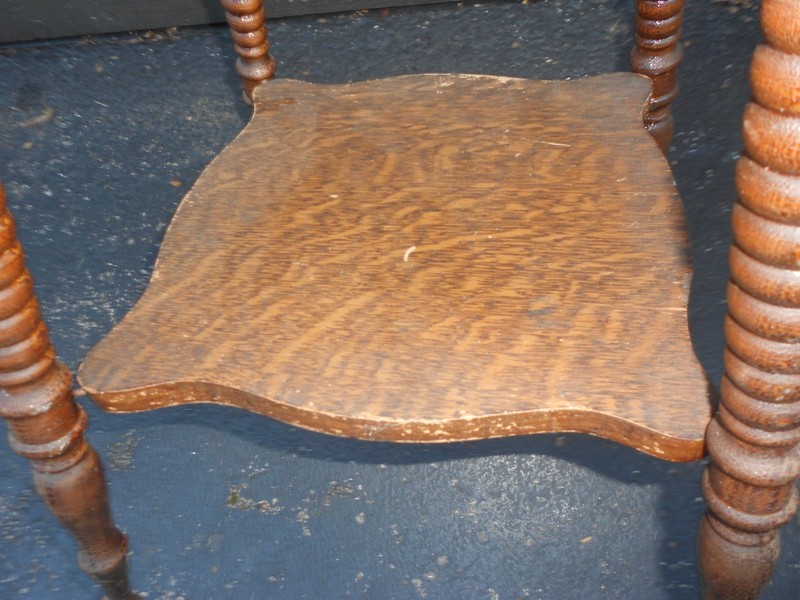 VINTAGE ANTIQUE 24 in WOOD TABLE CLAW FEET WITH GLASS BALLS - 28 in TALL -UNIQUE gallery