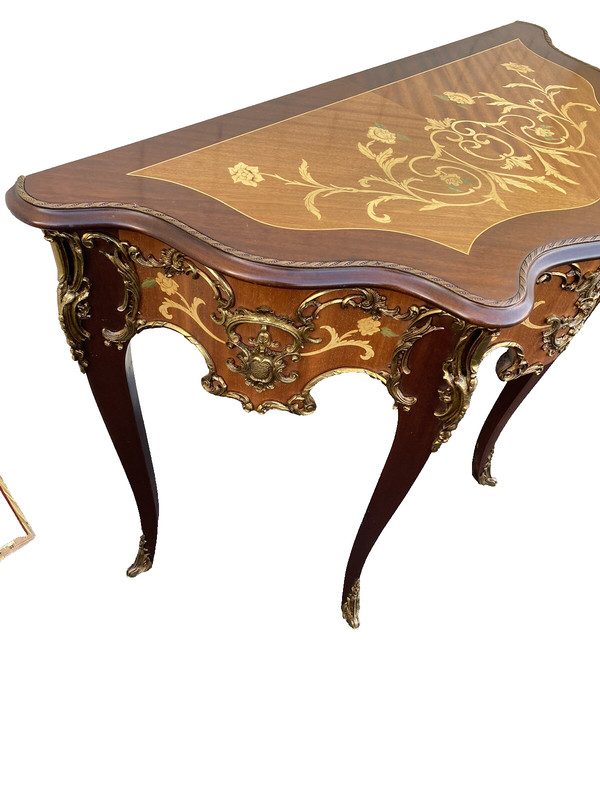 66142 Louis XV inlaid Console Table w/ Bronze ormalu gallery