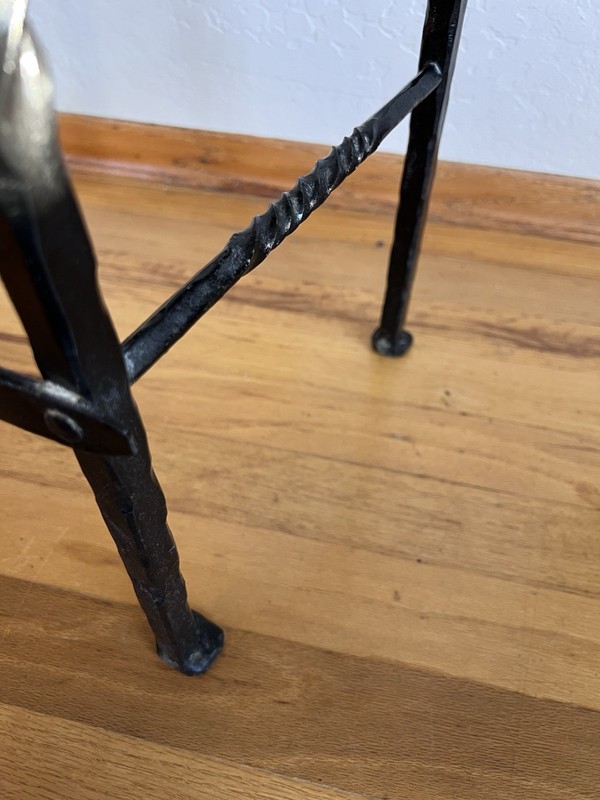 Mediterranean Wrought Iron Marble Side Table Barley Twist Legs Vintage gallery