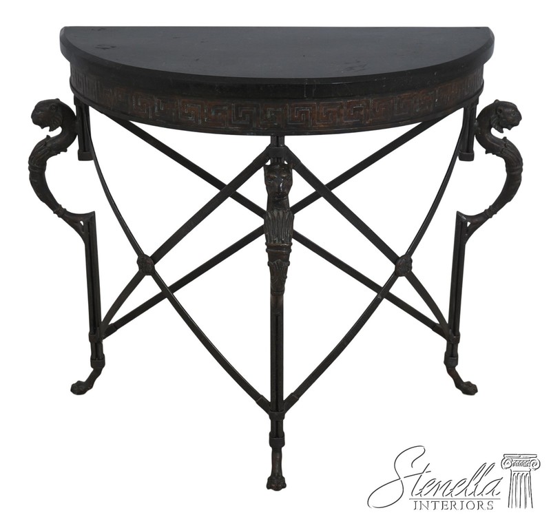 72974: MAITLAND SMITH Bronze Base Marble Top Console Table