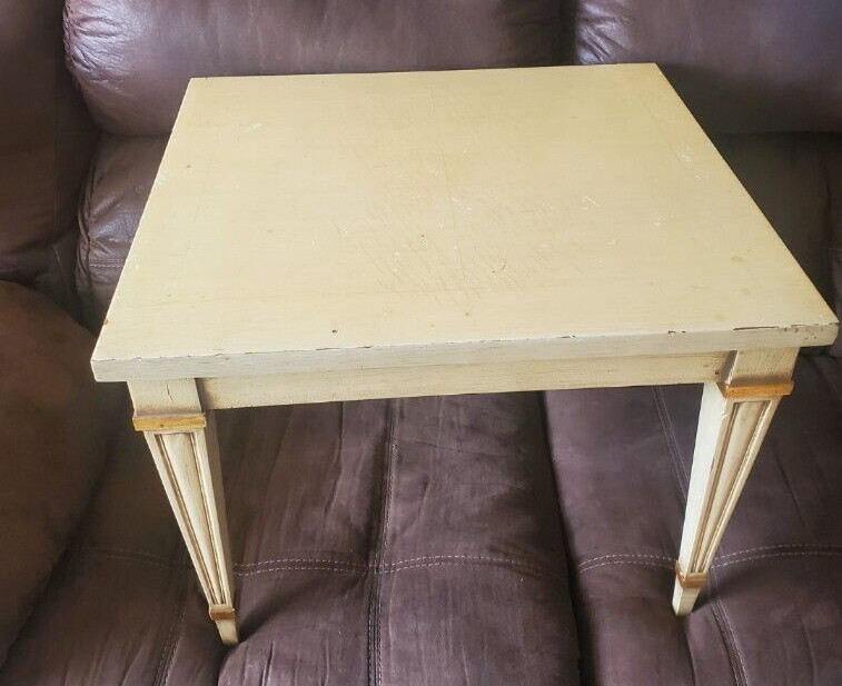 W.A. Berkey & Widdicomb yellow mid century Lewie XVI style side table
