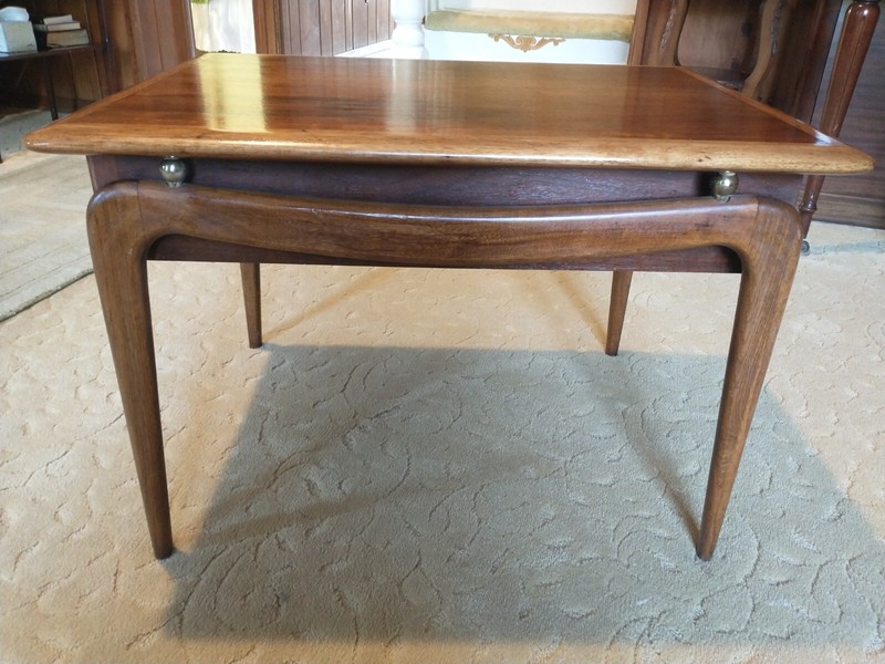 Lane Perception End Table By Warren Church Floating Top W/ Brass Spheres gallery