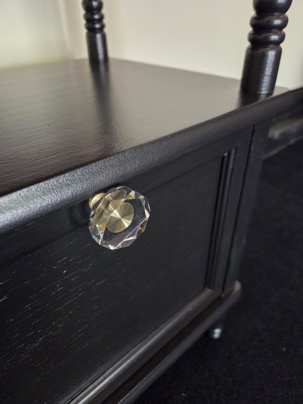 Upcycled Vintage Refurbished End Table Accent Black Hand Painted Wooden gallery