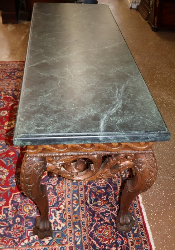 Maitland Smith Baroque Renaissance Revival Style Green Faux Marble Console Table gallery