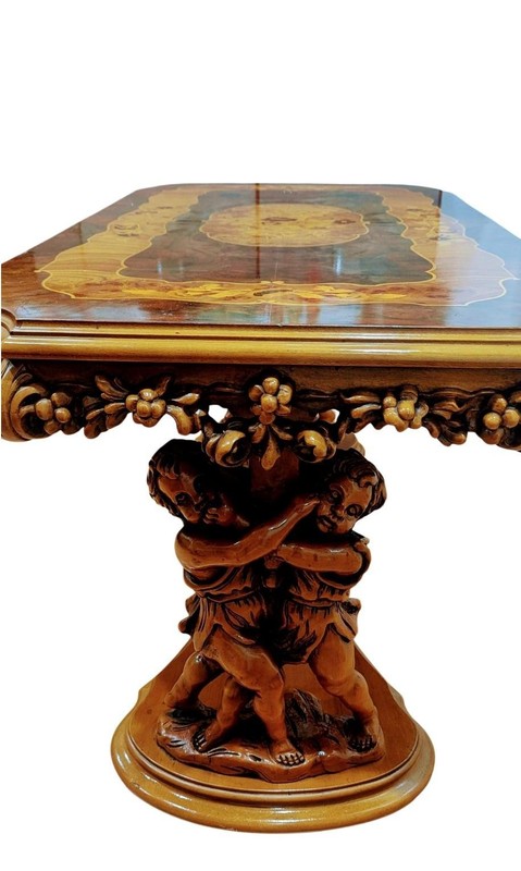 Vintage Italian Baroque Coffee Table hand carved and decorative Inlay gallery