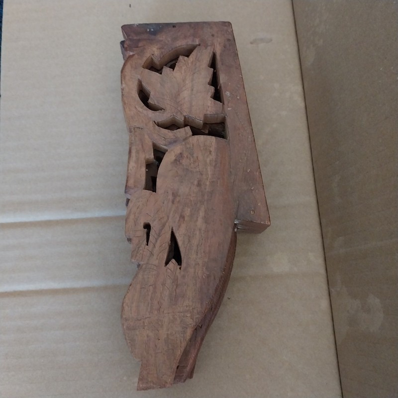 Vtg Hand Carved Teak Wood Mini Table Display Plant Stand w/ Folding Base 8.5"H gallery