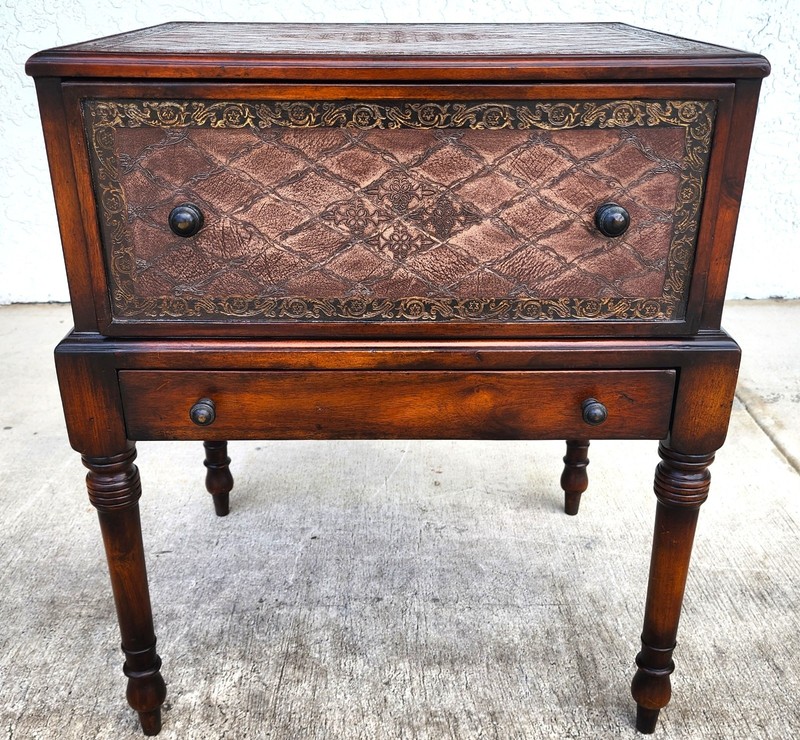Theodore Alexander Leather Wrapped Side Accent Table gallery
