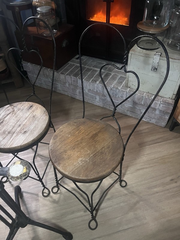 Bistro Table French Style Cast Iron & Granite 3 Leg, Jointed, 2 Parlor Chairs gallery