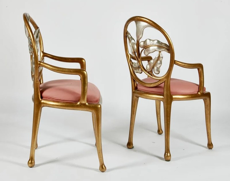 Susanne Geismar Hollywood Regency Gilded Lily Armchairs - A pair gallery