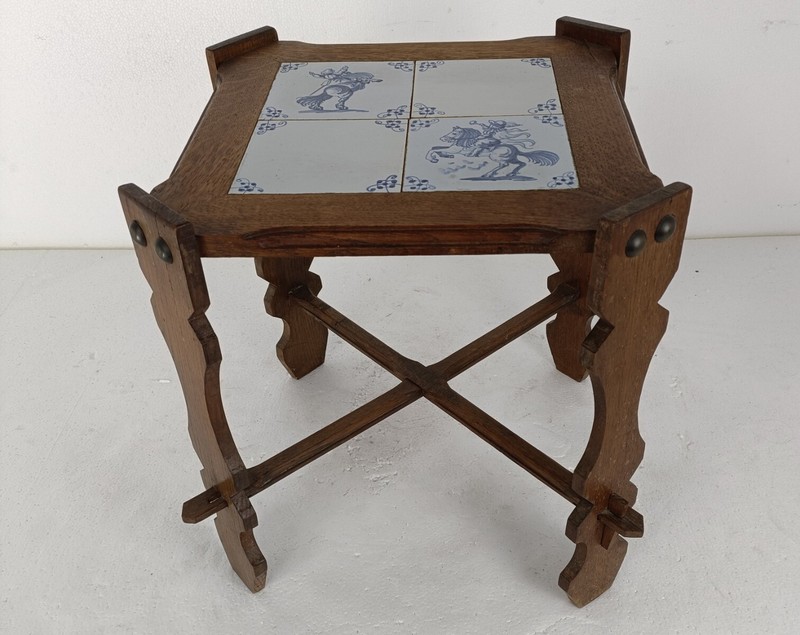 Side Occasional Wine coffee table wood Ceramic antique Delft tiles Hunt Gorgous gallery