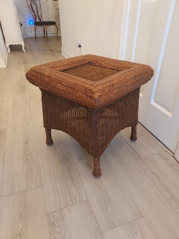 Vintage~Indoor Wicker and Rattan Side Table~ EX CONDITION gallery
