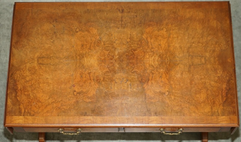 VINTAGE BEVAN FUNNELL BURR WALNUT EXTENDING SOFA / OCCASIONAL TABLE NICE TIMBER gallery