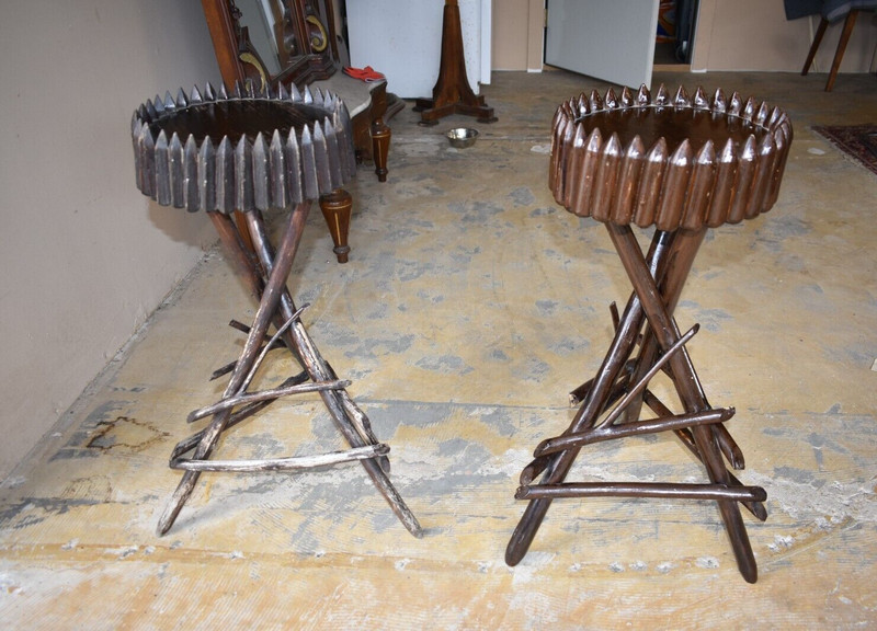 Vintage Primitive Adirondak Style Side Tables or Smoke Stand gallery