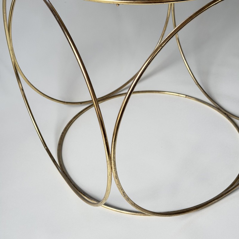 Vintage Table Glass Top Brass Rod Postmodern Op Art Cube End Side Accent gallery