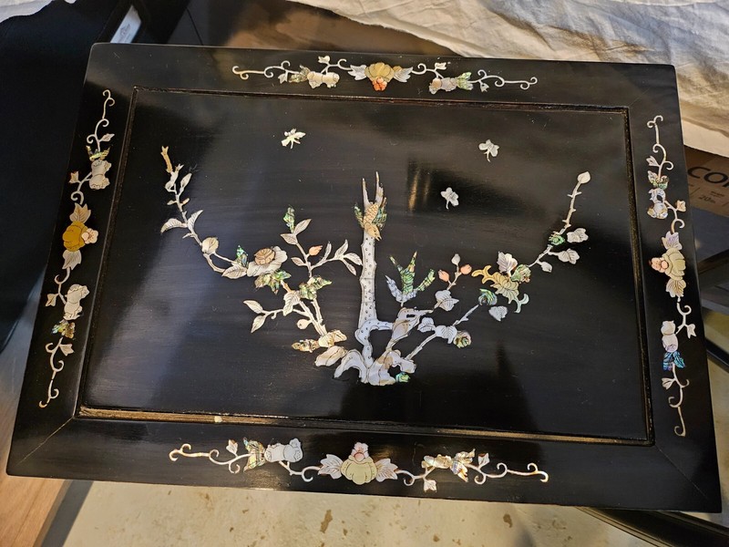 Vintage Black Nesting Tables with Mother of Pearl Inlay gallery