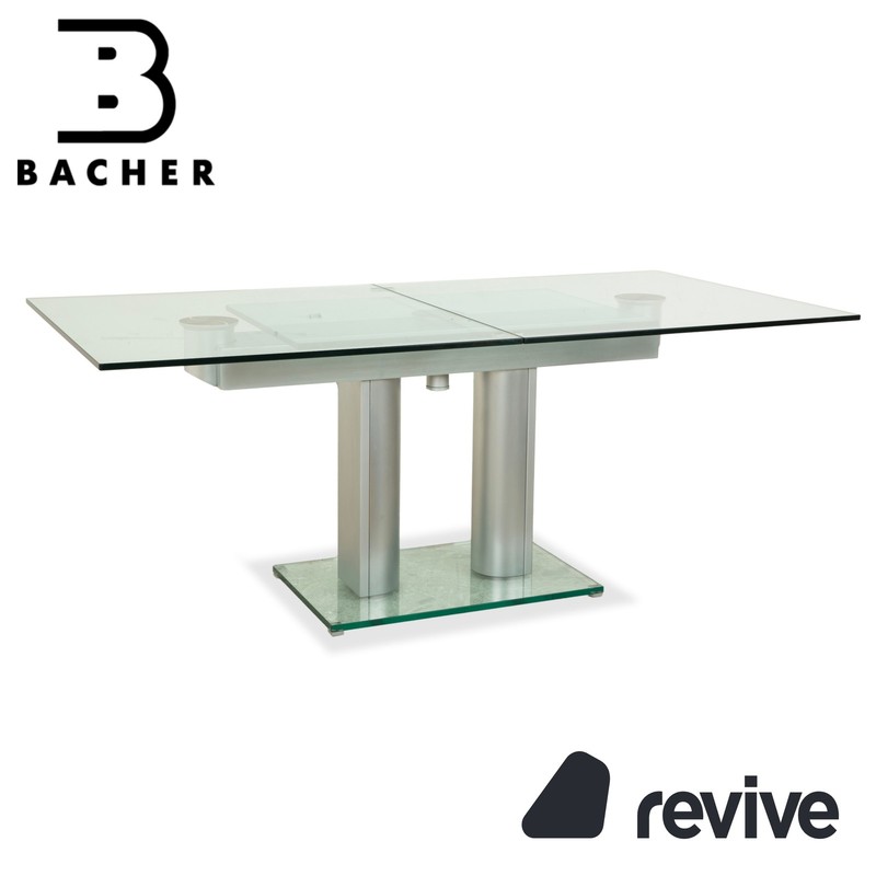 Bacher NABUCCO. Glas Dining Table Silver Ausziehfunktion Dining Room 74 13/16/98
