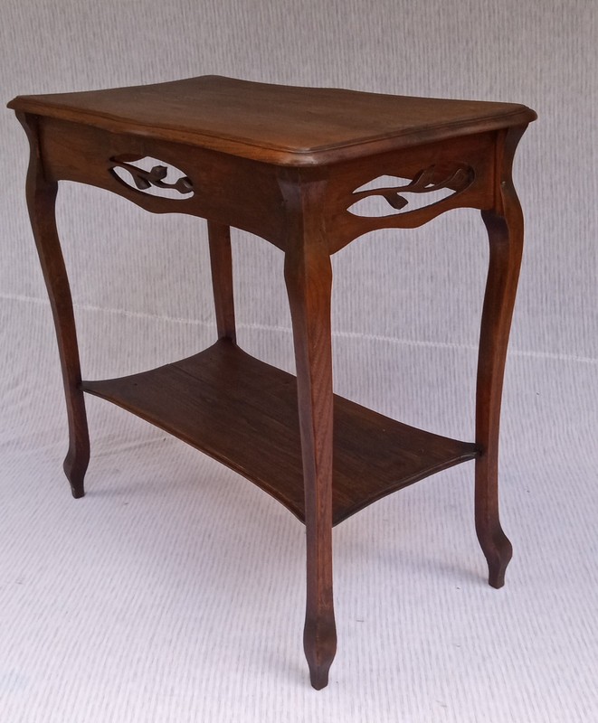 Antique French Provencial Rustic Oak Hall Entry Side Table circa early 1900 gallery