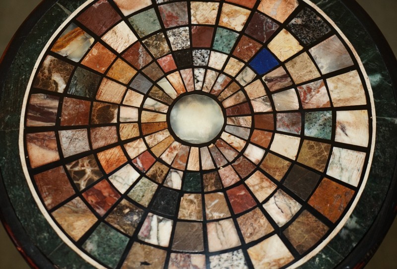 PAIR OF VINTAGE FRENCH SIDE TABLES ONE WITH A SPECIMEN PIETRA DURA MARBLE TOP gallery