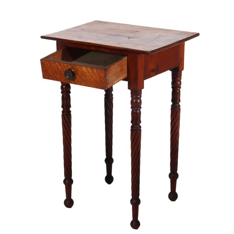 Sheraton Mahogany & Birds Eye Maple Side Stand With Rope-Twist Legs C1830 gallery