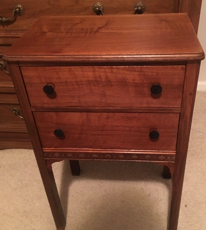 Vintage Sewing Table W/ Drawer & Rotating Thread Cabinet /Nightstand Numbered