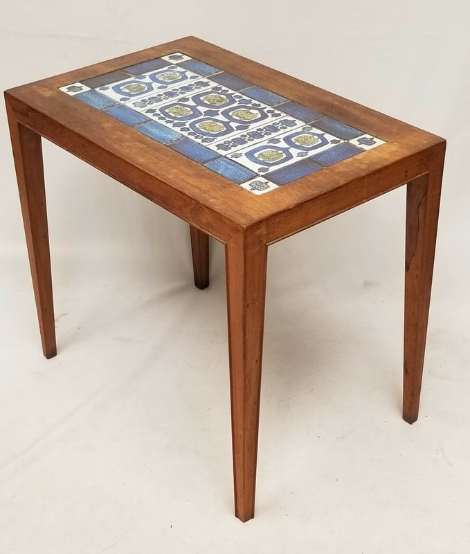 DANISH 60's SEVERIN HANSEN HASLEV ROYAL COPENHAGEN ROSEWOOD SIDE TABLE w/ TILES gallery