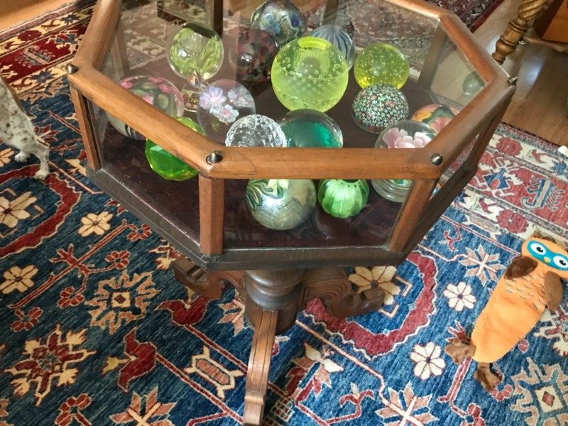 Rare Victorian Mahagany Vitrine 8 Sided Glass Display Table 29.5” Tall gallery