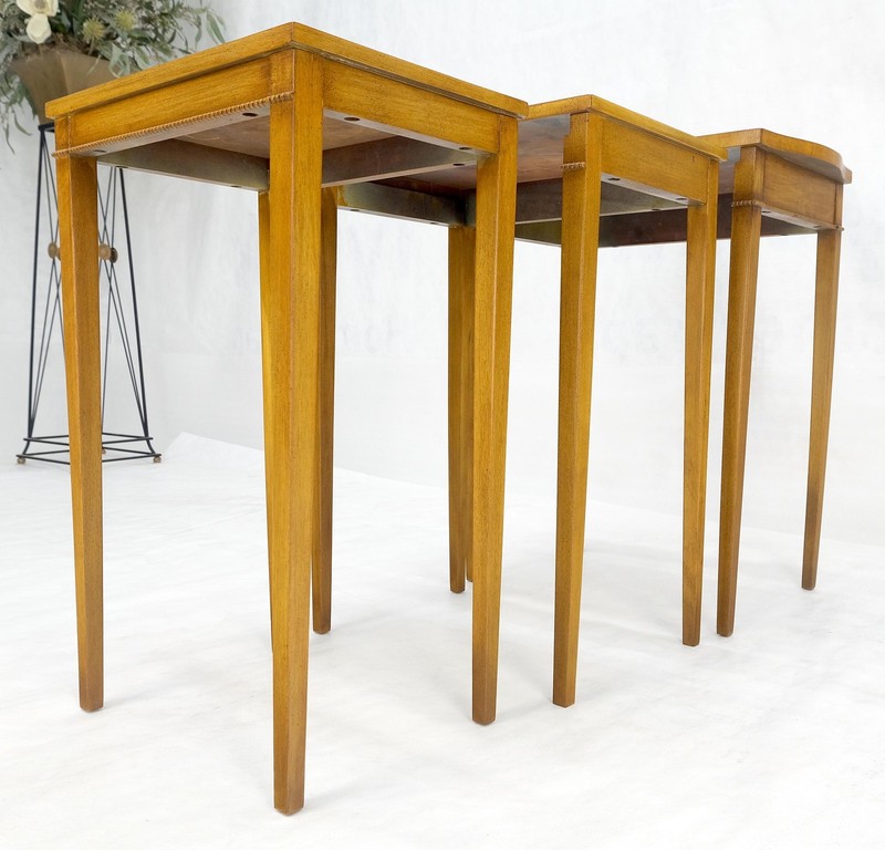 Light American Walnut Gallery Top Tapered Legs Federal Set of 3 Nesting Tables gallery