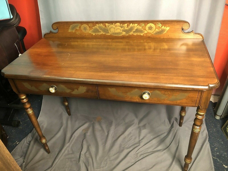 Lambert Hitchcock Federal Style Two Drawer Wood Writing Desk Mid 20th Century