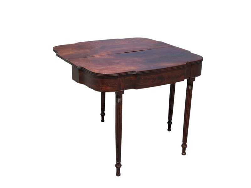antique federal card game console table bow front flame mahogany PA gallery