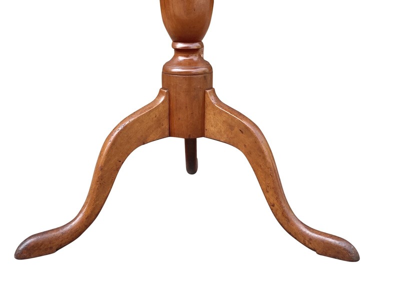 ANTIQUE QUEEN ANNE CHERRY CANDLESTAND WITH OVOLO TOP & SNAKE LEGS gallery