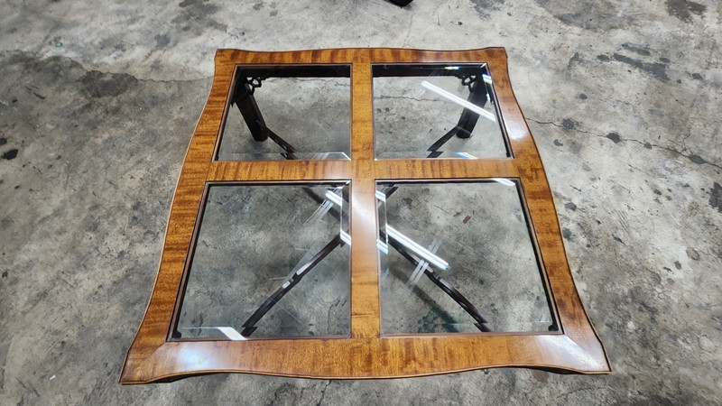 Chinese Chippendale Drexel Heritage Octagon Center Table 4 Beveled Glass Pieces gallery