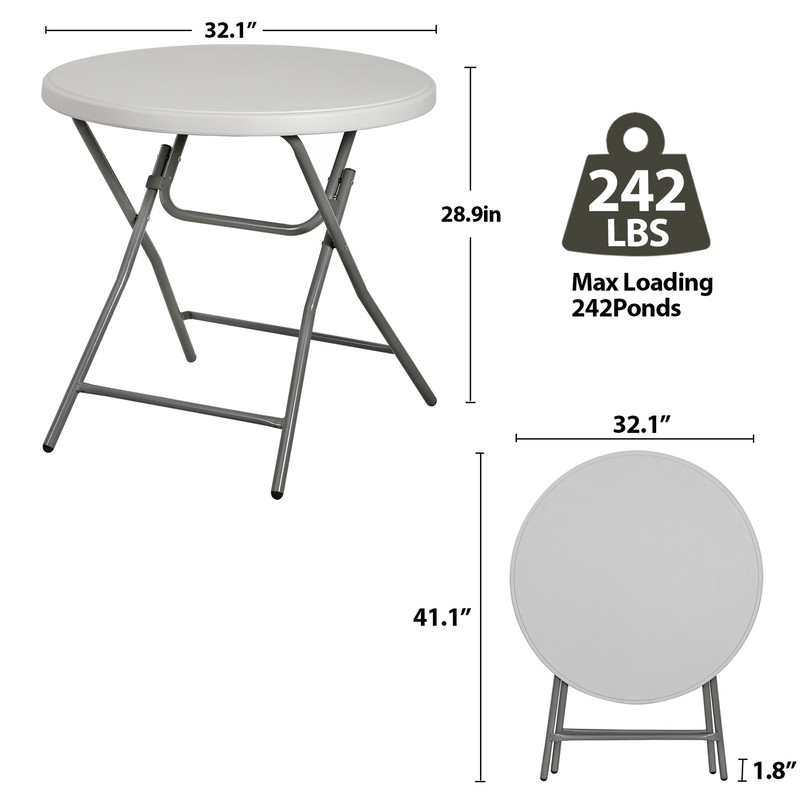 32Inch Round Folding Table Plastic Dining Utility Table Furniture Outdoor Indoor gallery