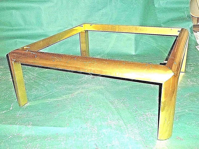 MID CENTURY MODERN SQUARE BRASS COFFEE TABLE gallery