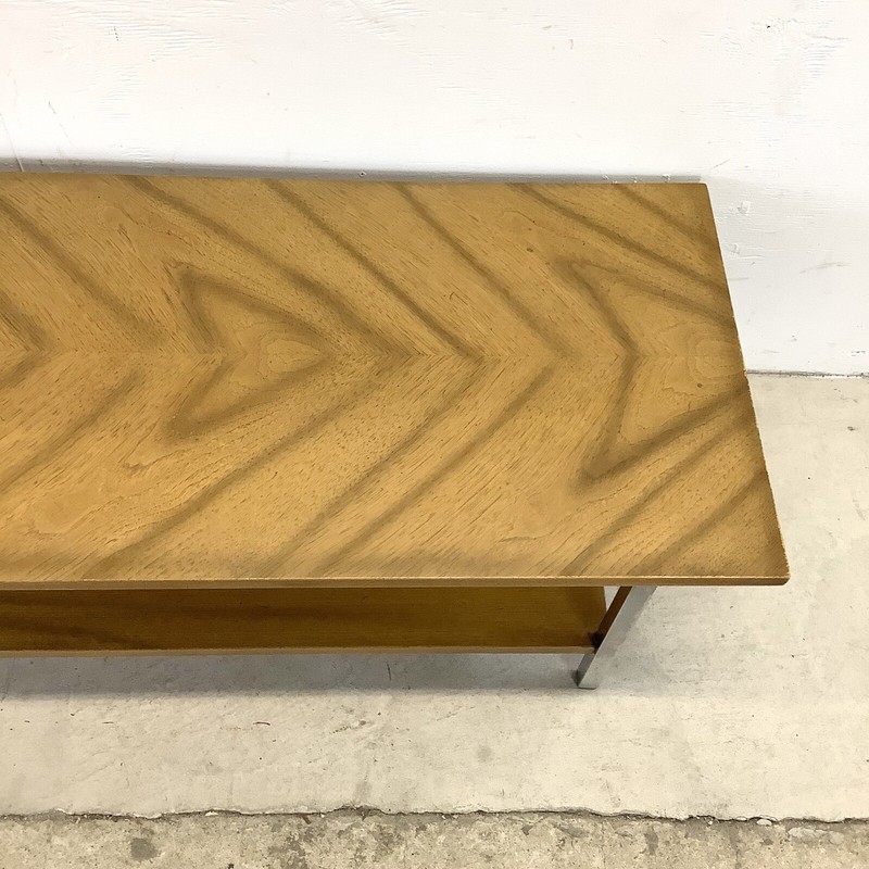 MCM Two-Tier Wood and Chrome Coffee Table gallery