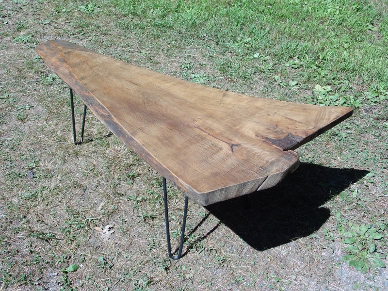 Vintage Rustic Organic Wood Tree Slab Iron Hairpin Leg Cocktail Coffee Table gallery