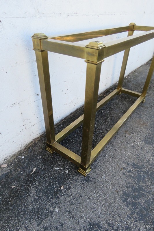 Hollywood Regency Brass finish Long Narrow Library TV Console Table 5766 gallery