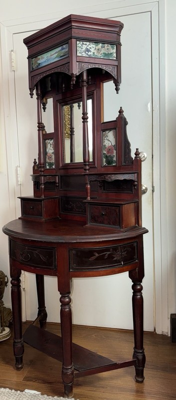 Antique Aesthetic Vanity/Entry Table With Anglo Japanese and Orientalist Motifs gallery