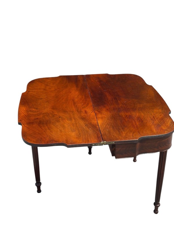 antique federal card game console table bow front flame mahogany PA gallery