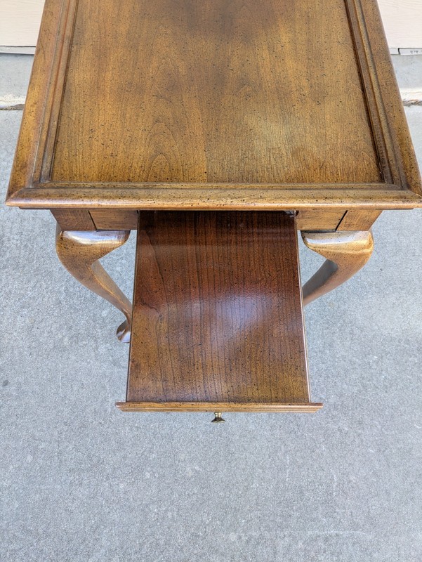 Vintage Wood Queen Anne Georgian Tea Table with Pull Out Candle Trays Shell U64 gallery
