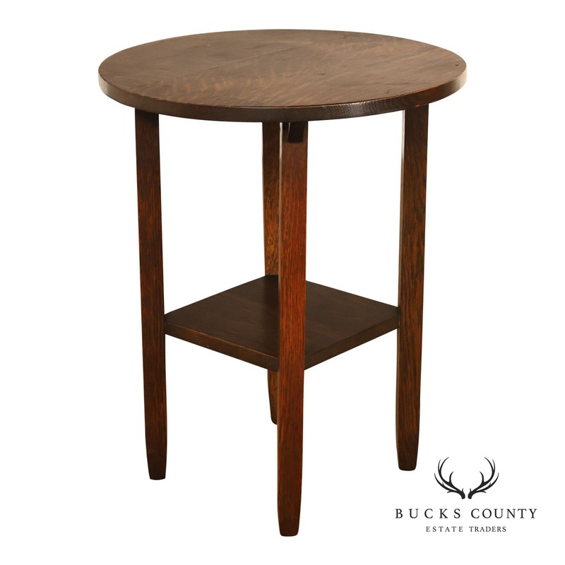 Limbert Mission Quartersawn Oak Round End Table