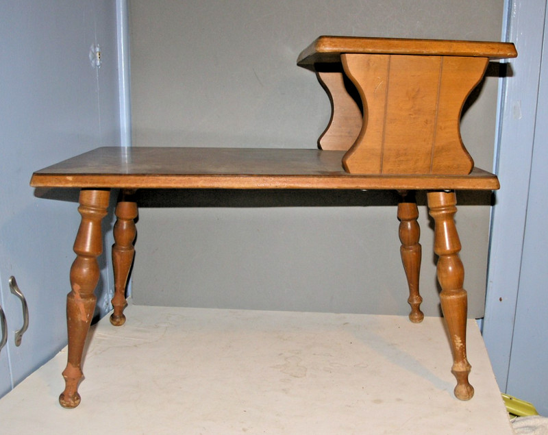 Vintage Mid Century Modern 2-Tier Walnut Look Formica Top End Table