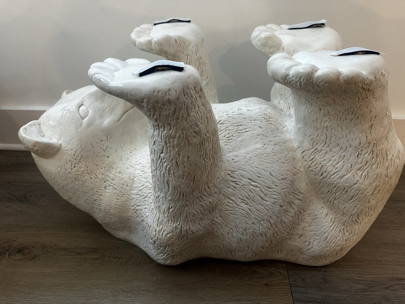 Mid-Century Modern Polar Bear Cub Cocktail Coffee Table (missing Oval Glass Top