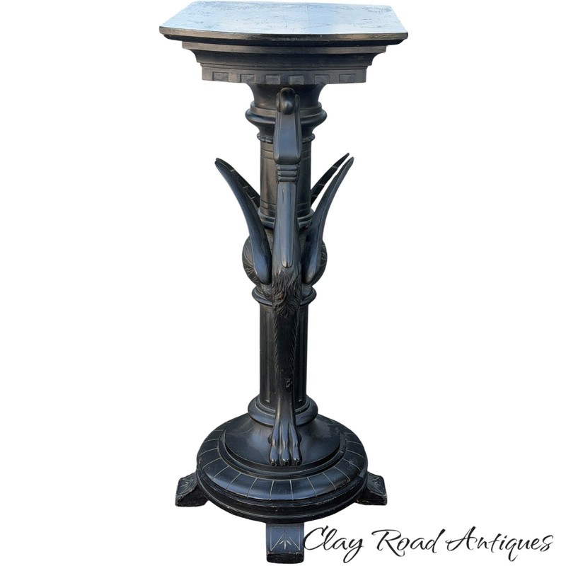Antique victorian aesthetic ebonized stork pedestal winged bird Boston 1880 gallery